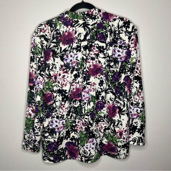 J Jill Relaxed Shirttail Blouse Oat Floral button Down Shirt Pocket XL - Picture 12 of 12